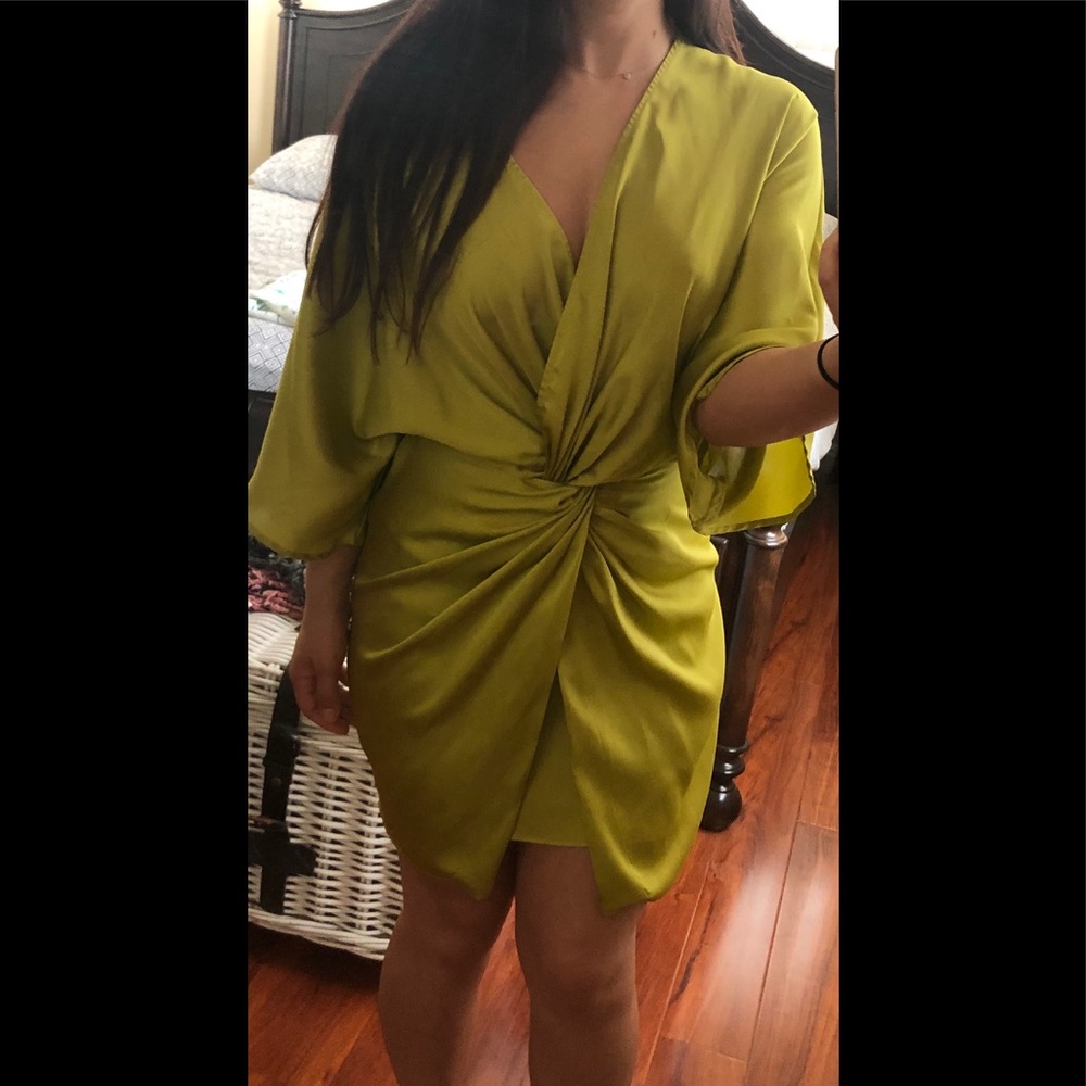 ASOS Kimono Satin Green Dress - size 4
